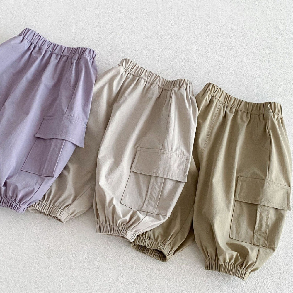 寶寶韓版純色工裝梭織休閒褲-細節圖7