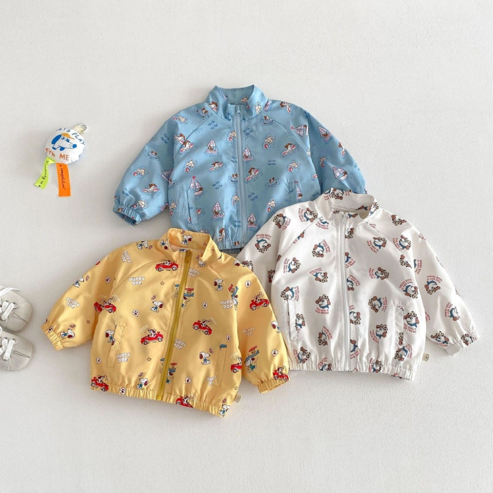 寶寶韓版滿版狗狗卡通拉鏈外套-細節圖2