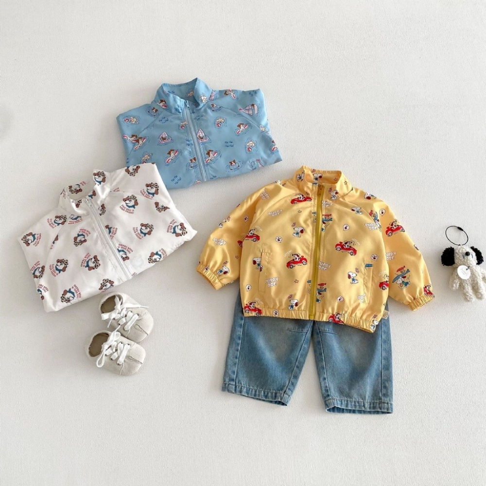 寶寶韓版滿版狗狗卡通拉鏈外套-細節圖3