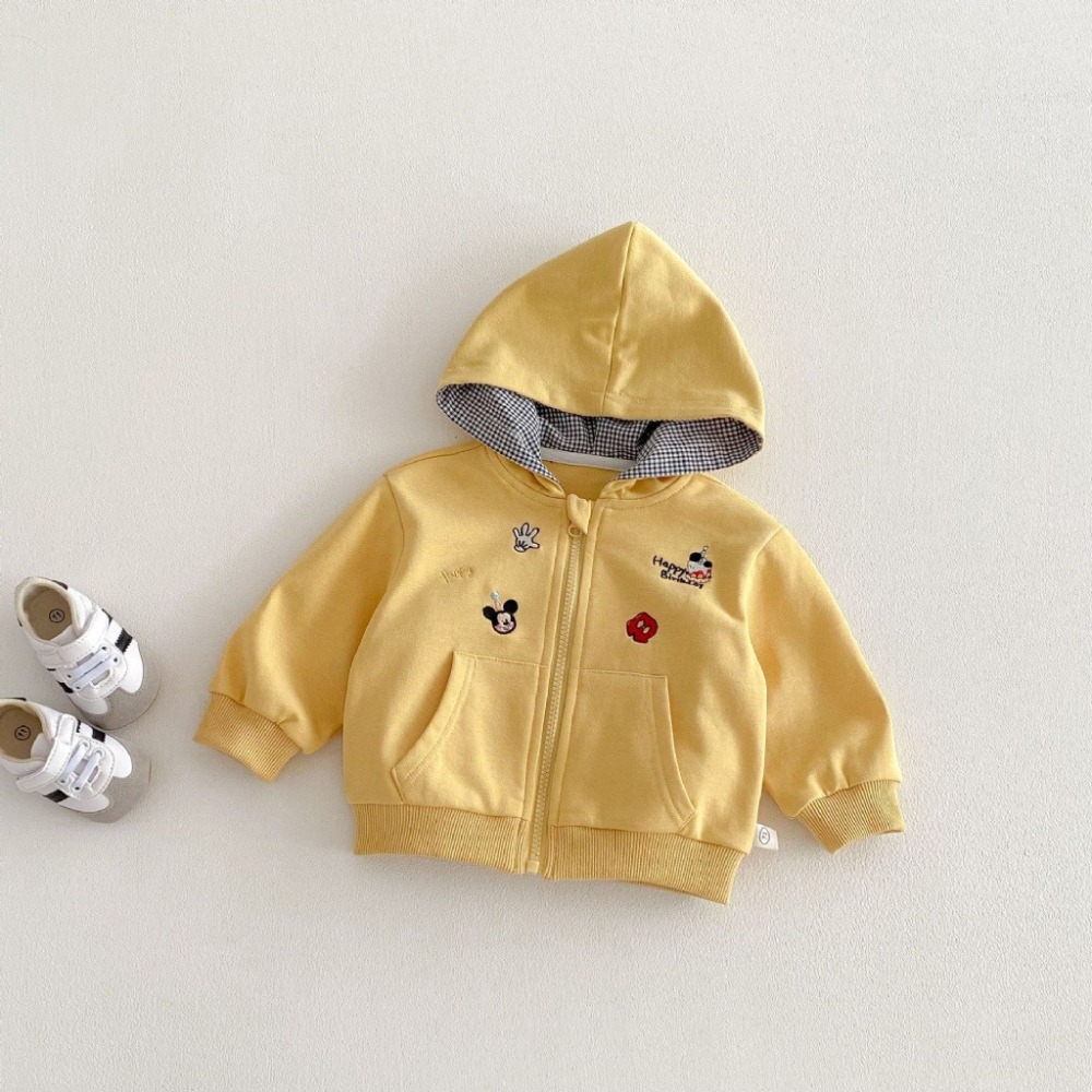 寶寶韓版連帽格子拉鏈外套-細節圖4