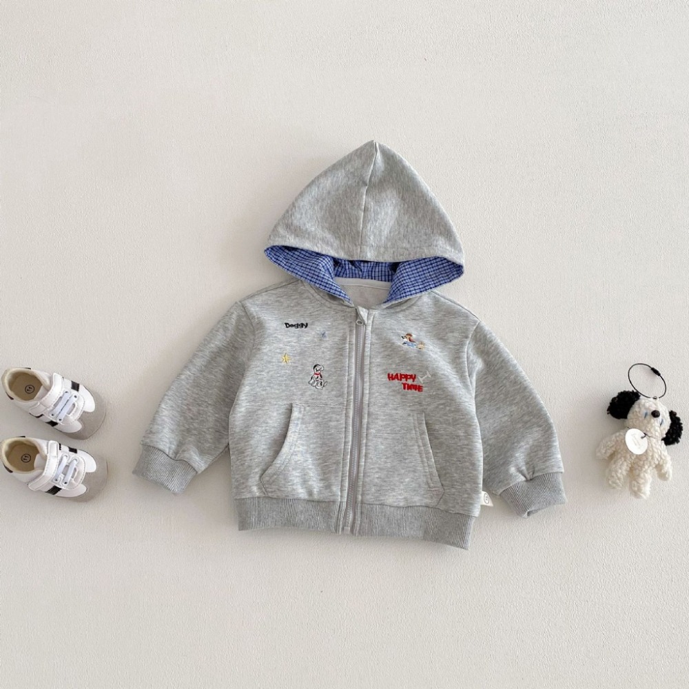 寶寶韓版連帽格子拉鏈外套-規格圖8