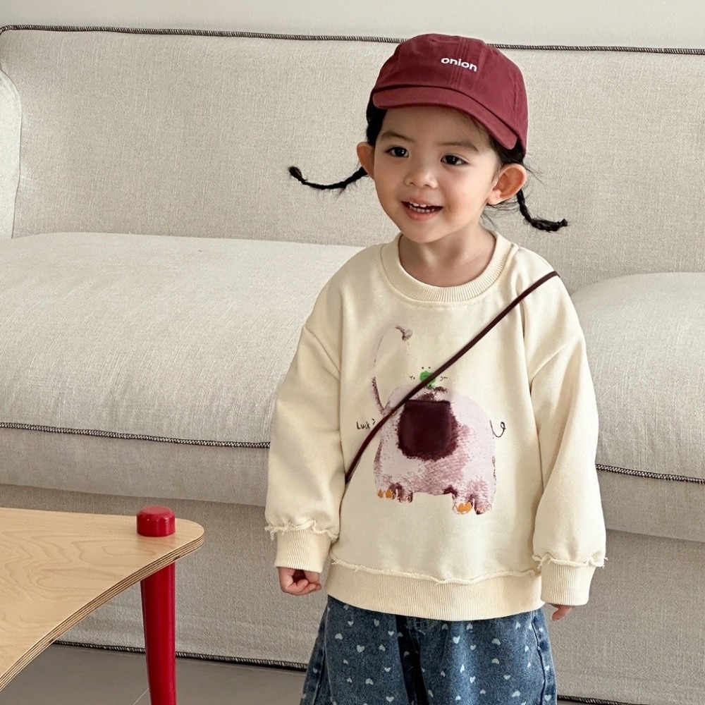 兒童韓版寬鬆卡通大象圓領套頭衛衣-規格圖8