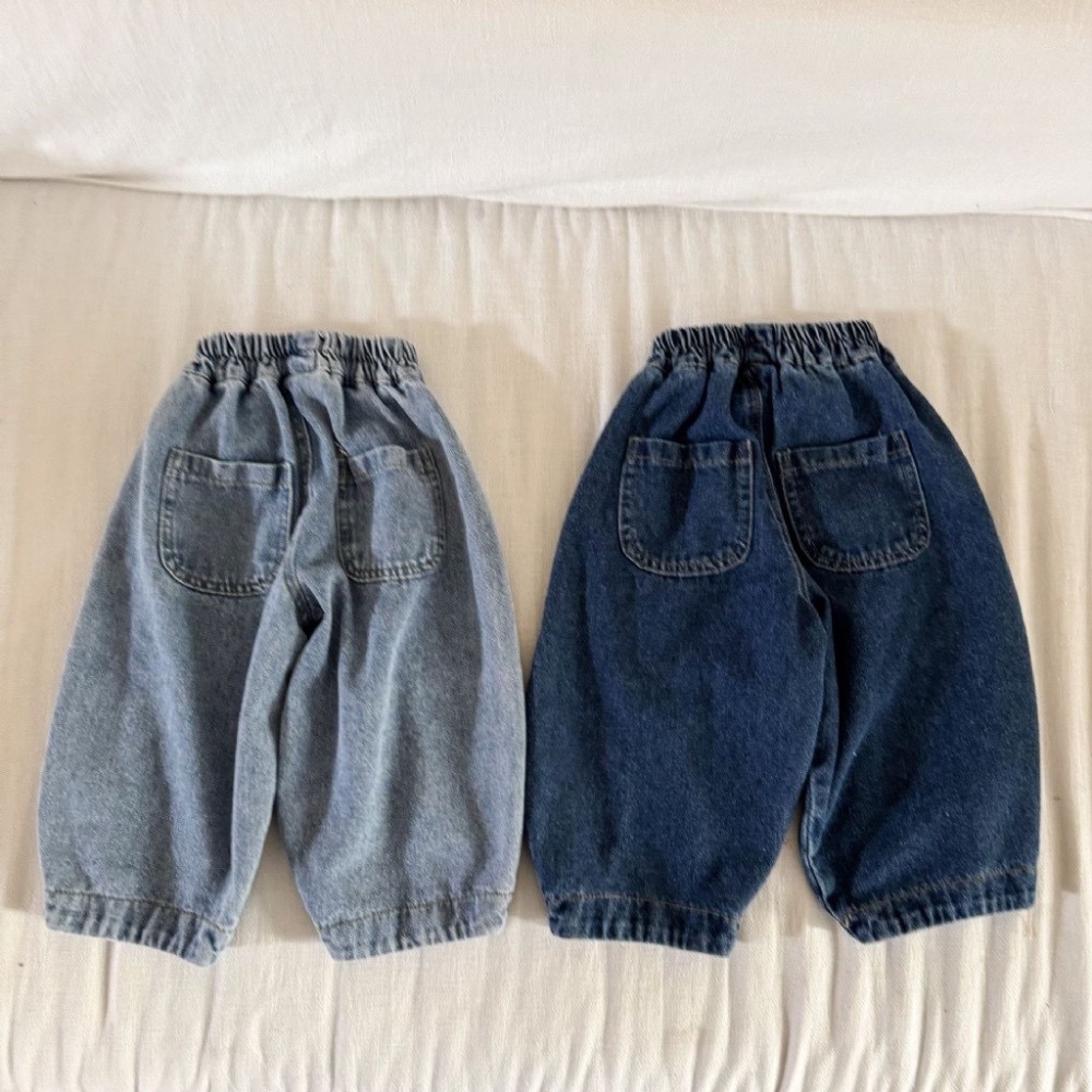 兒童寬鬆牛仔彎刀休閒長褲-細節圖5