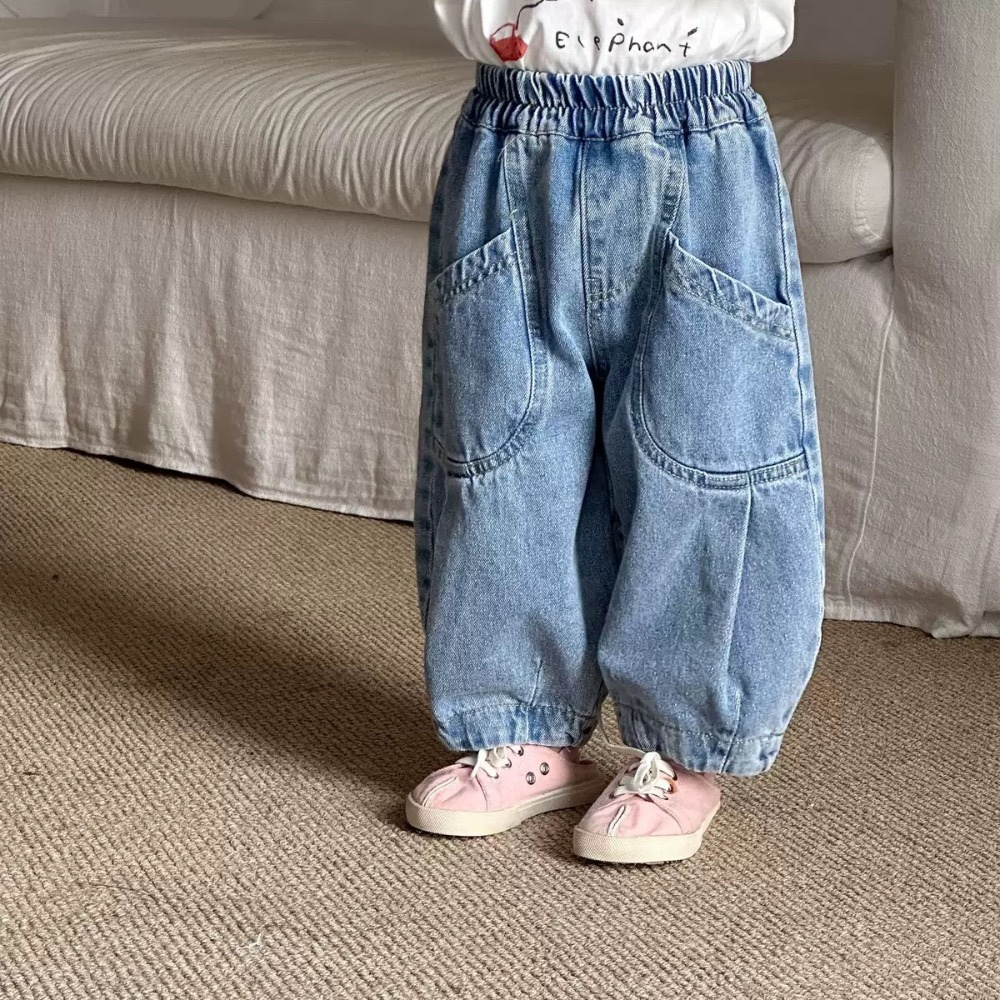 兒童寬鬆牛仔彎刀休閒長褲-規格圖6