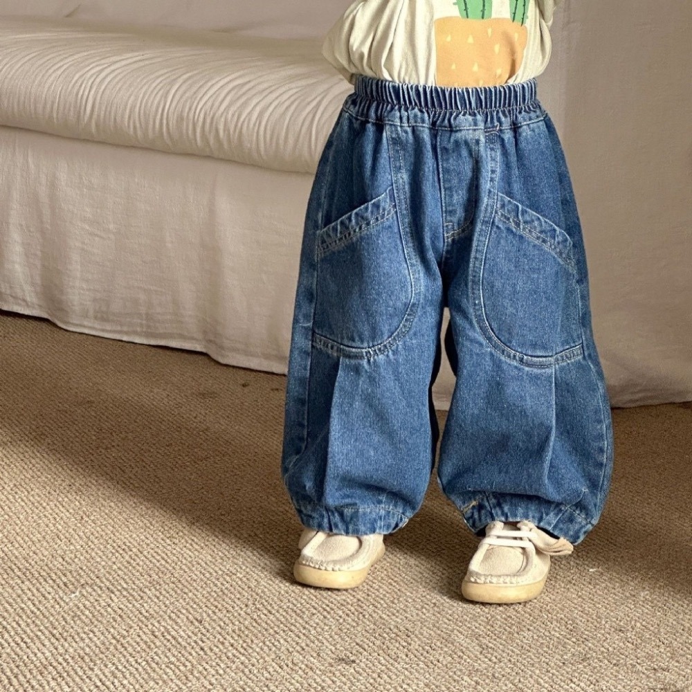 兒童寬鬆牛仔彎刀休閒長褲-規格圖6