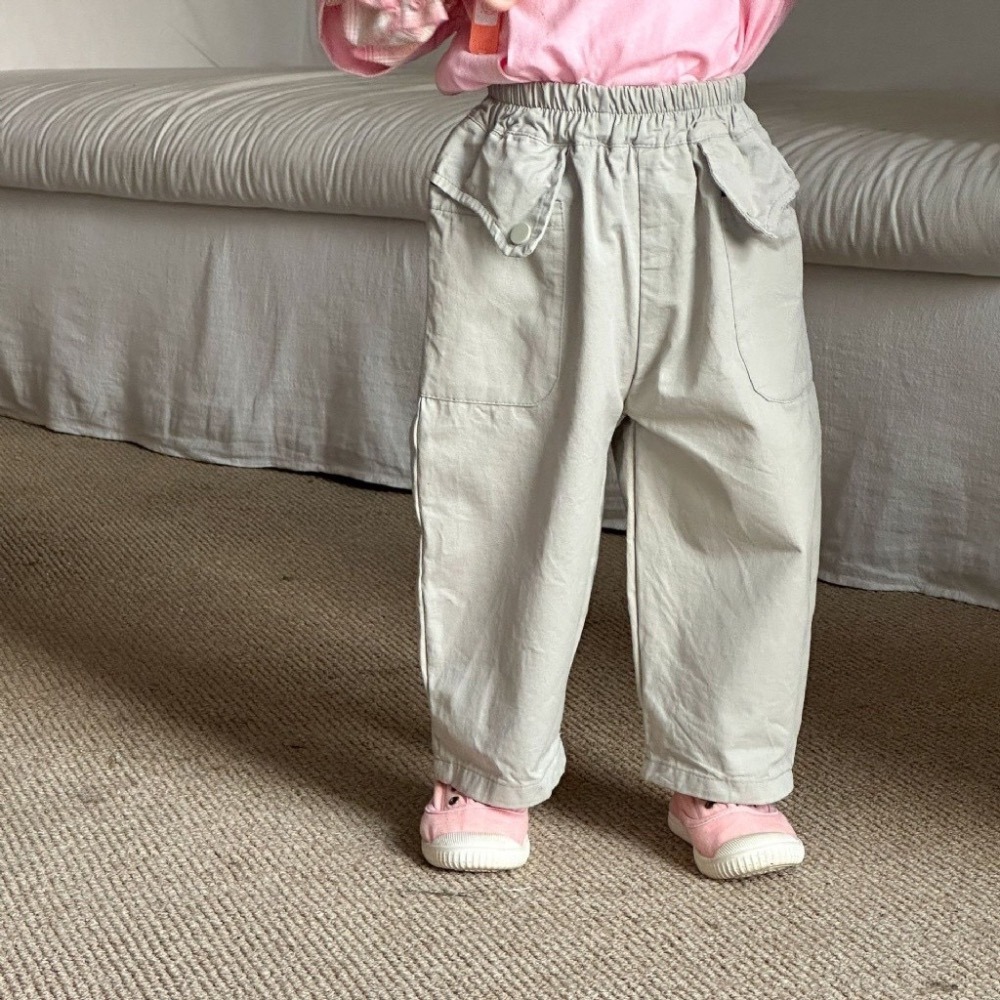 兒童純色造型純棉寬鬆彎刀休閒長褲-細節圖5