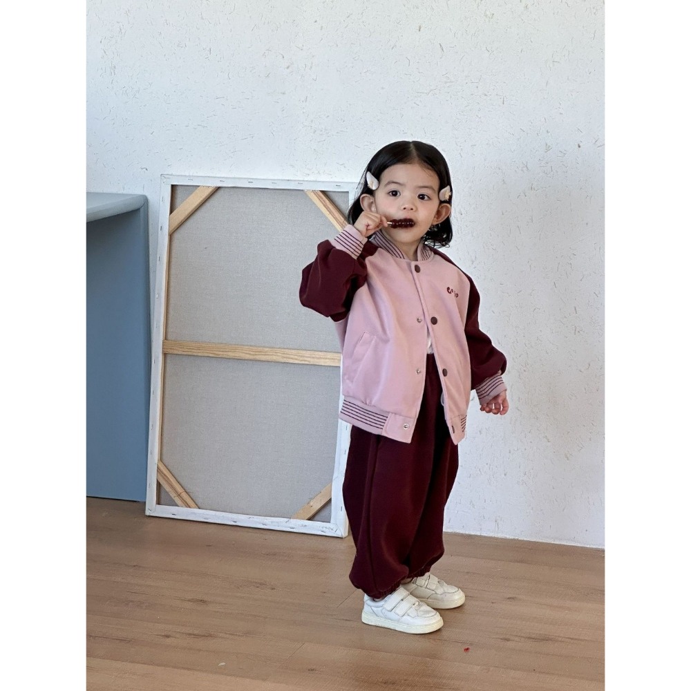 兒童撞色條紋休閒棒球外套衛褲套裝-規格圖6