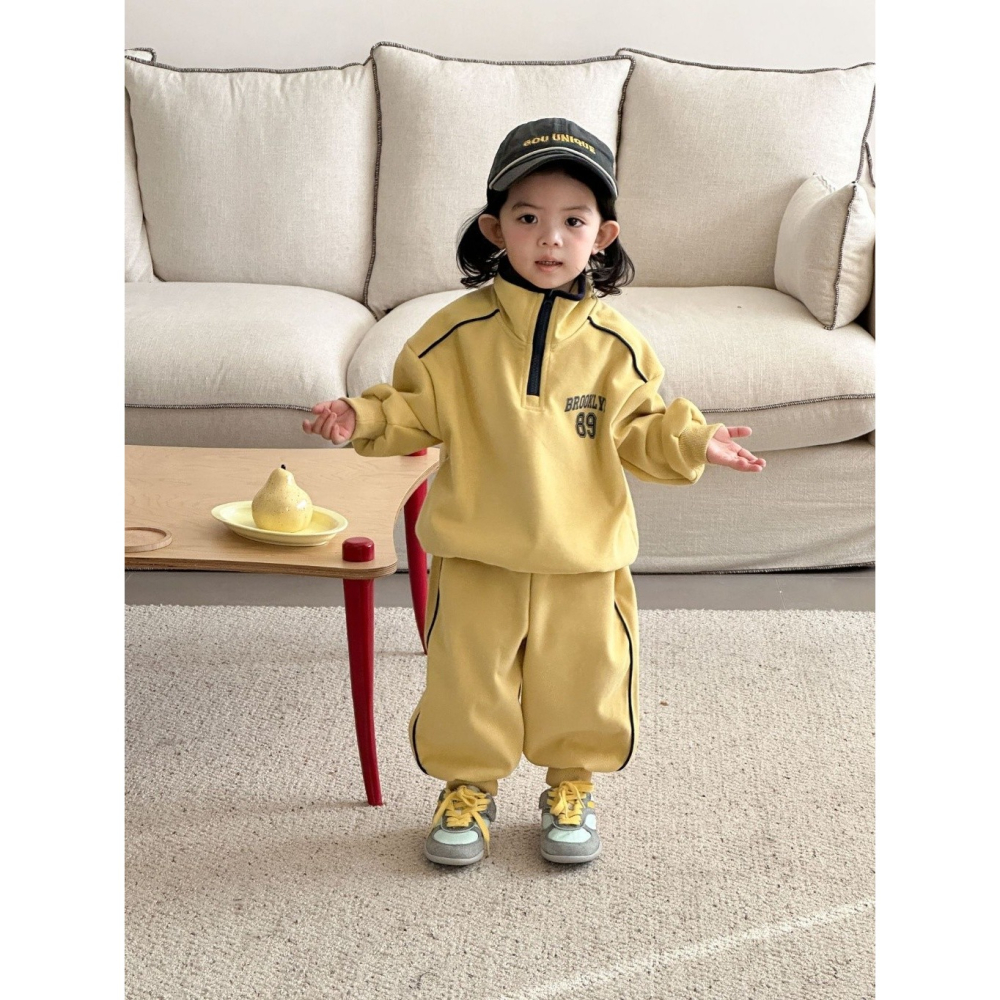 兒童立領字母運動休閒衛衣套裝-細節圖6