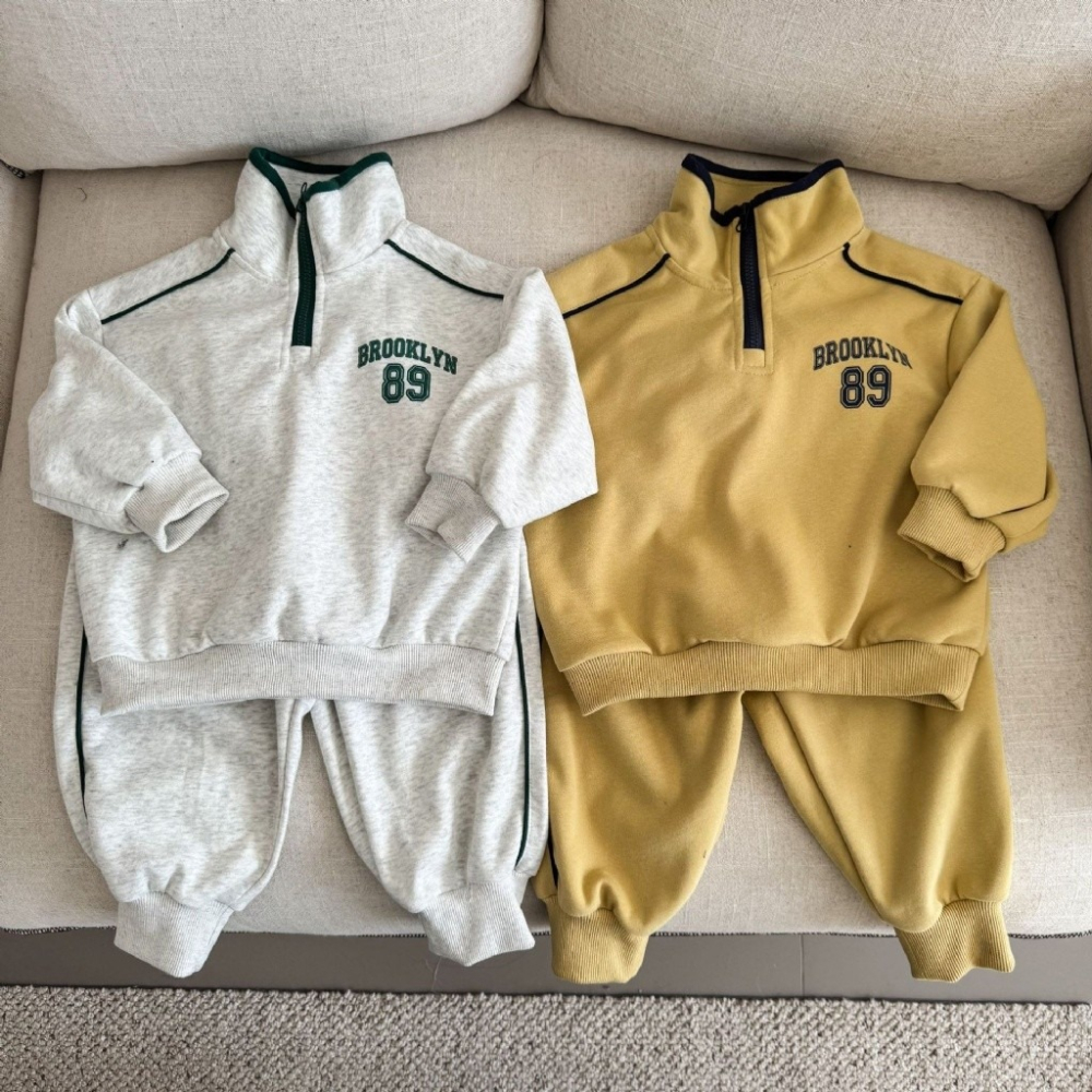 兒童立領字母運動休閒衛衣套裝-細節圖8