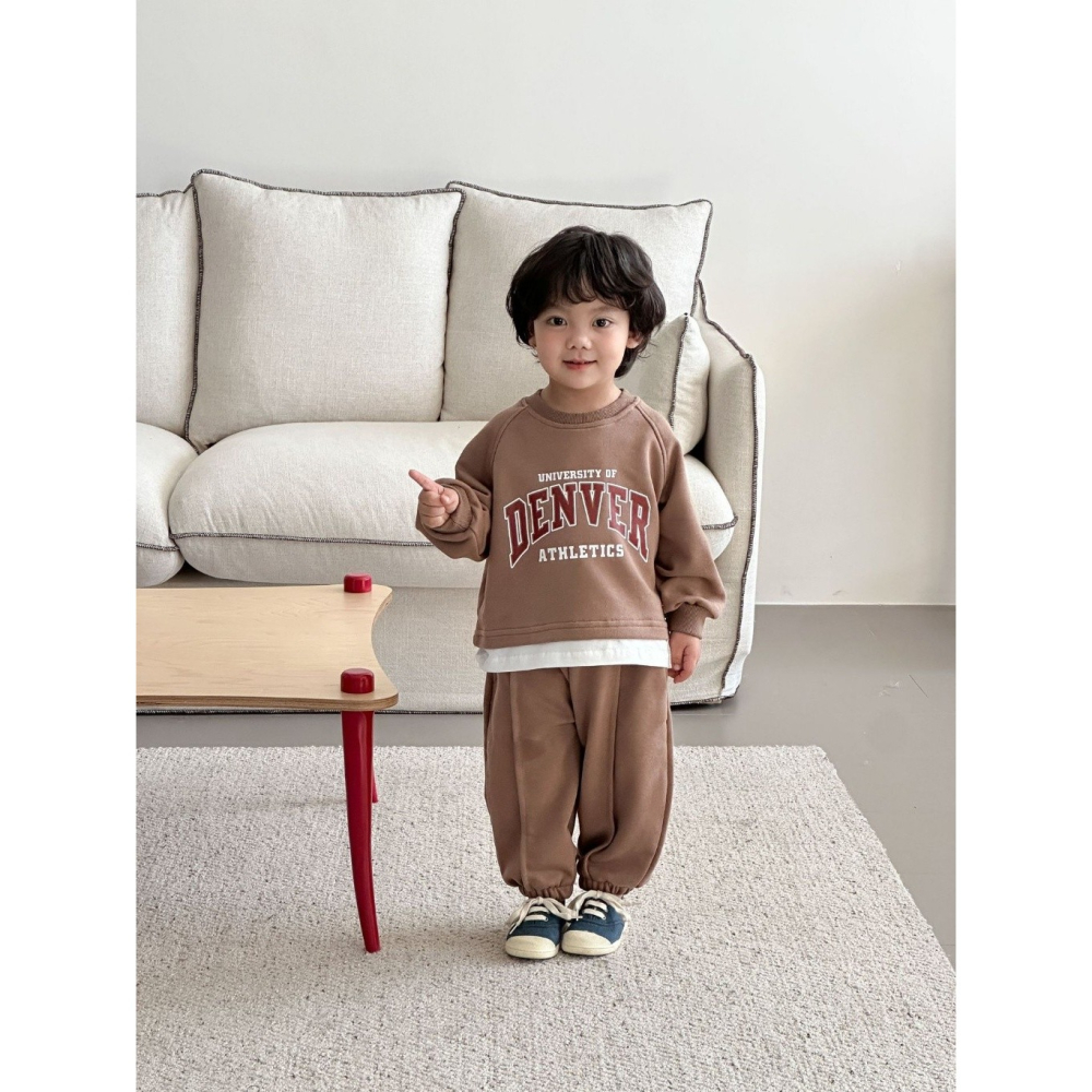 兒童假兩件字母運動休閒衛衣套裝-細節圖5