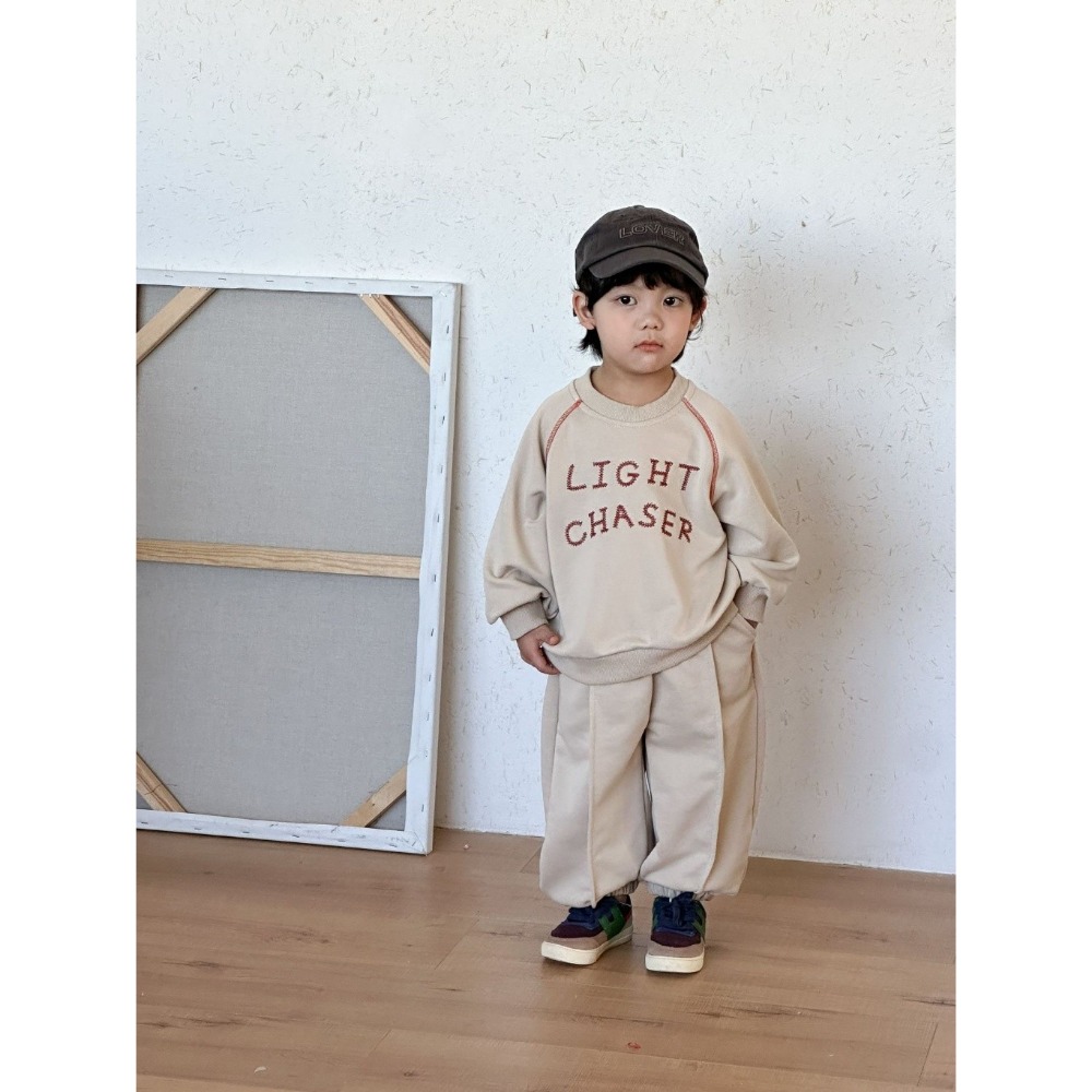 兒童車線設計字母運動休閒寬鬆衛衣套裝-規格圖7