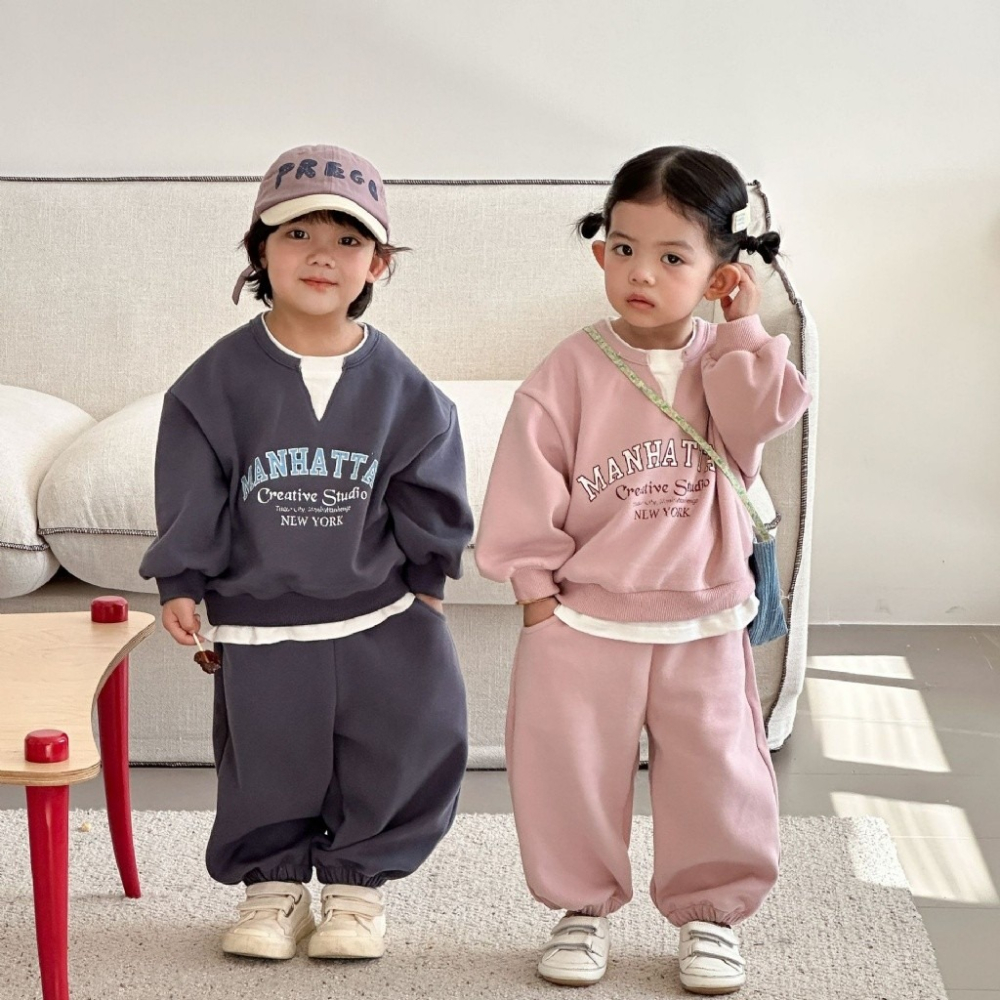 兒童假兩件運動休閒衛衣套裝-細節圖2