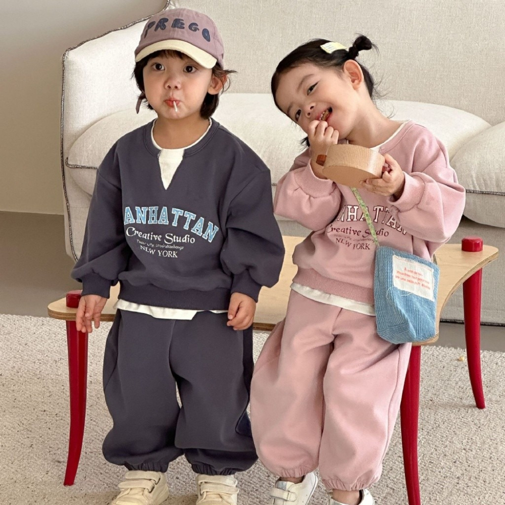 兒童假兩件運動休閒衛衣套裝-細節圖3