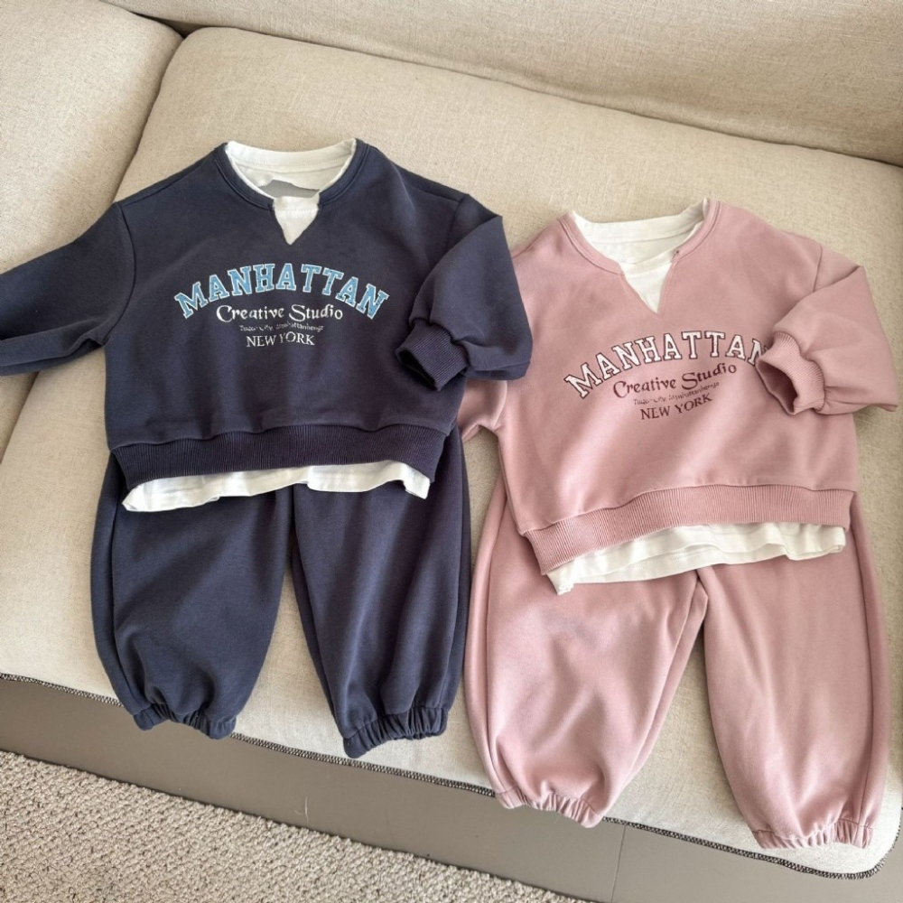 兒童假兩件運動休閒衛衣套裝-細節圖7