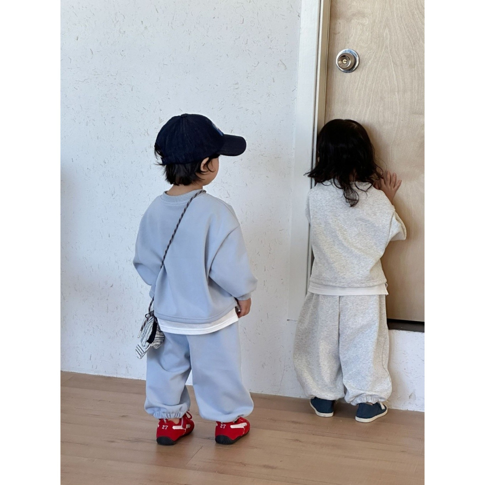 兒童動物塗鴉假兩件運動休閒衛衣套裝-細節圖4