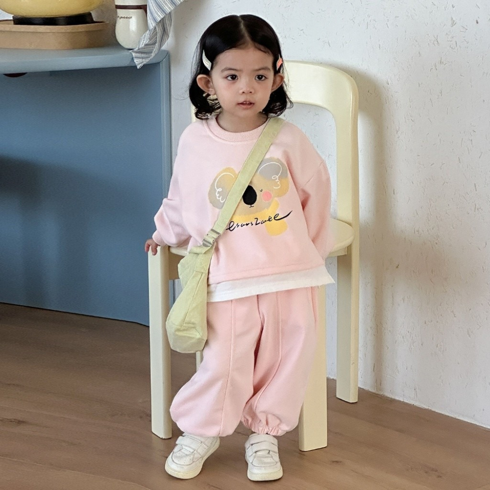 兒童動物塗鴉假兩件運動休閒衛衣套裝-細節圖8