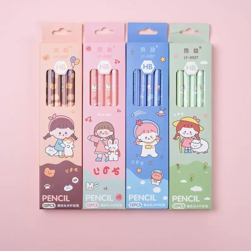 卡通原木HB鉛筆12支裝(隨機三盒）-細節圖2