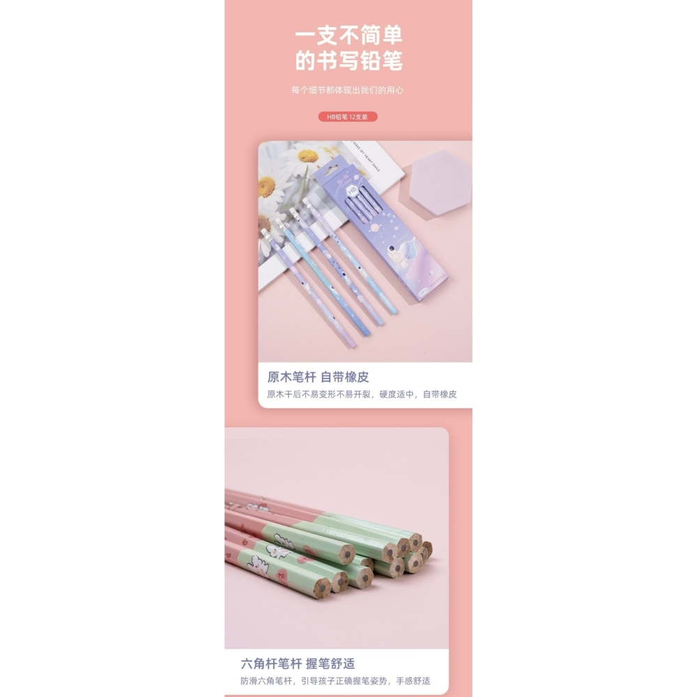 卡通原木HB鉛筆12支裝(隨機三盒）-細節圖6