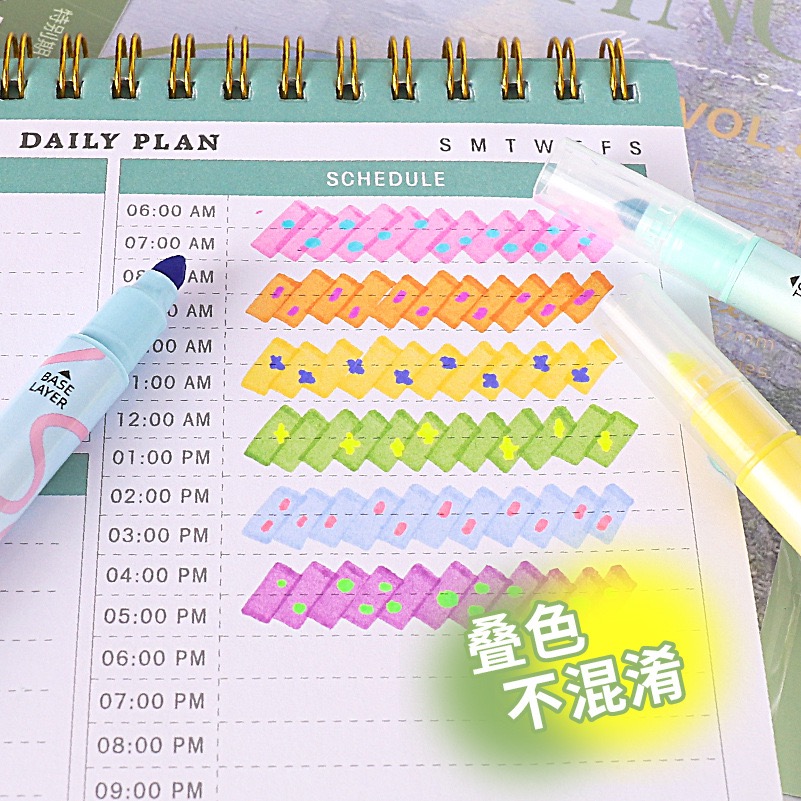 雙頭雙色可疊色螢光筆 6支組-細節圖3