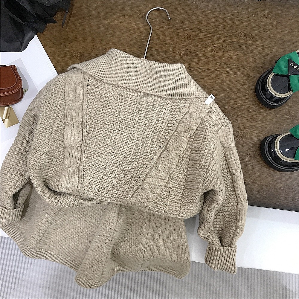 GMK女童韓系翻領毛衣裙套裝-細節圖7