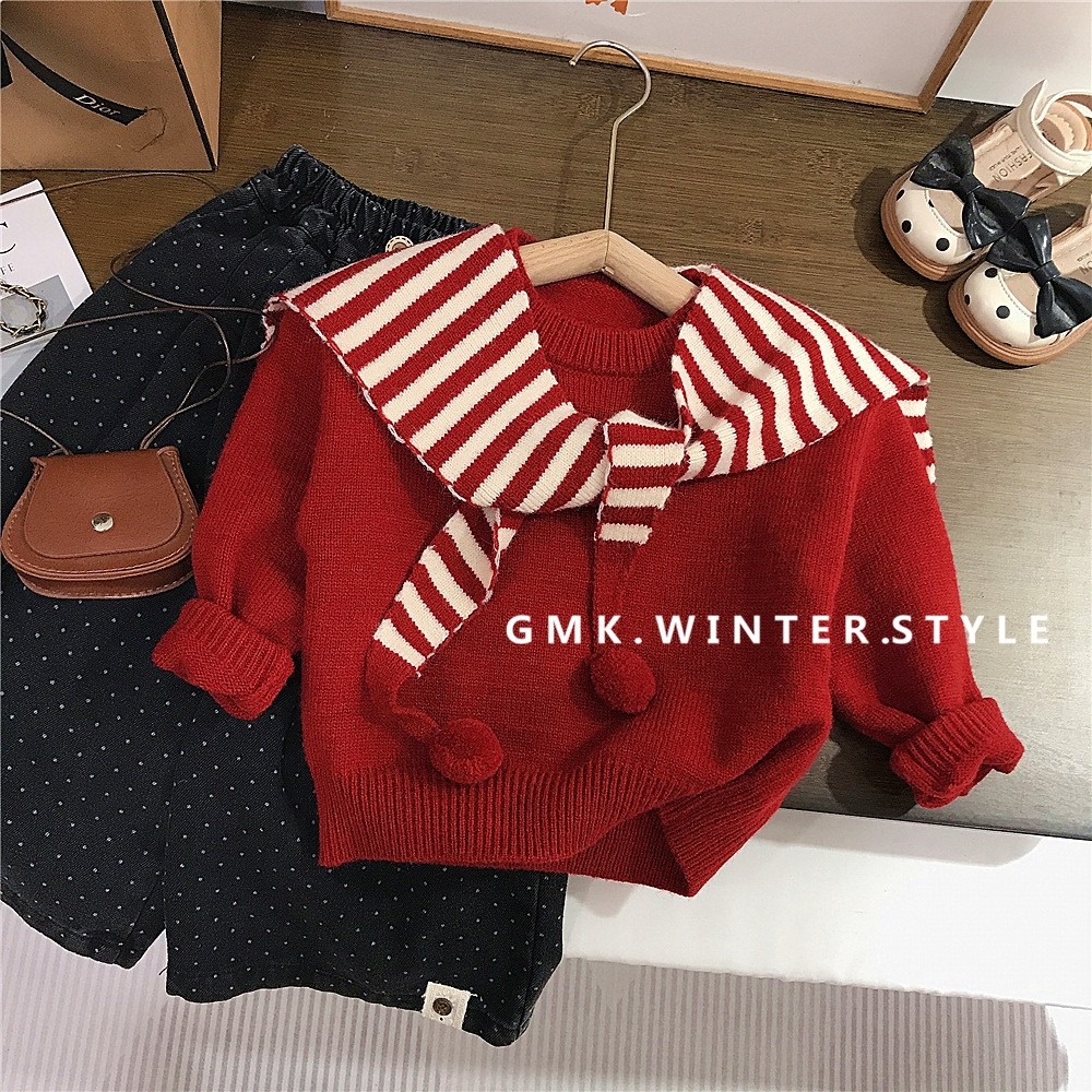 GMK女童針織披肩兩件套毛衣-規格圖7