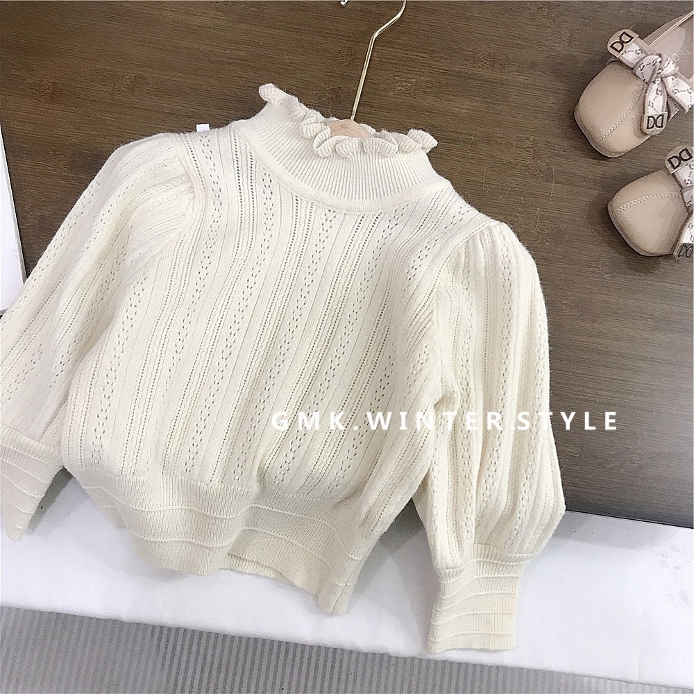 GMK女童半高領木耳邊針織上衣/碎花蛋糕裙-規格圖5