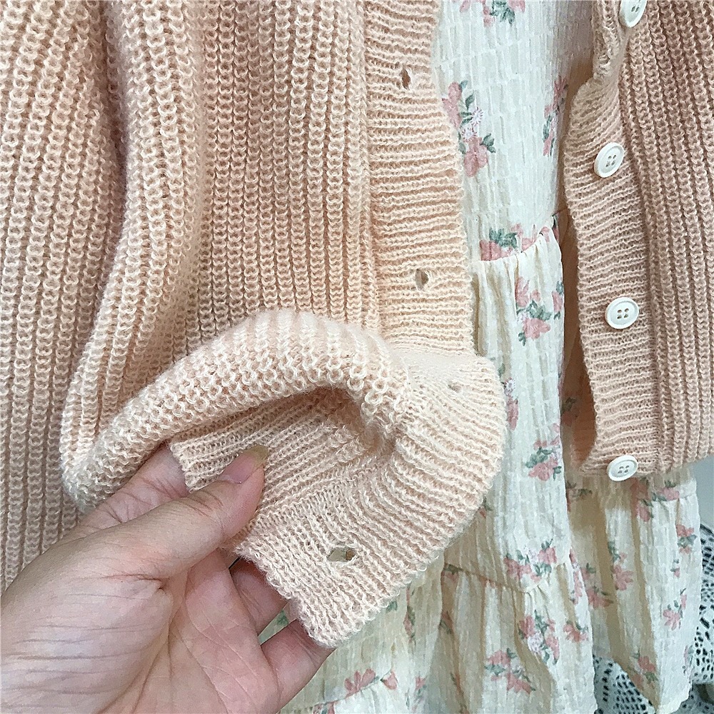 GMK女童馬海毛泡泡袖針織外套/雪紡連衣裙-細節圖8