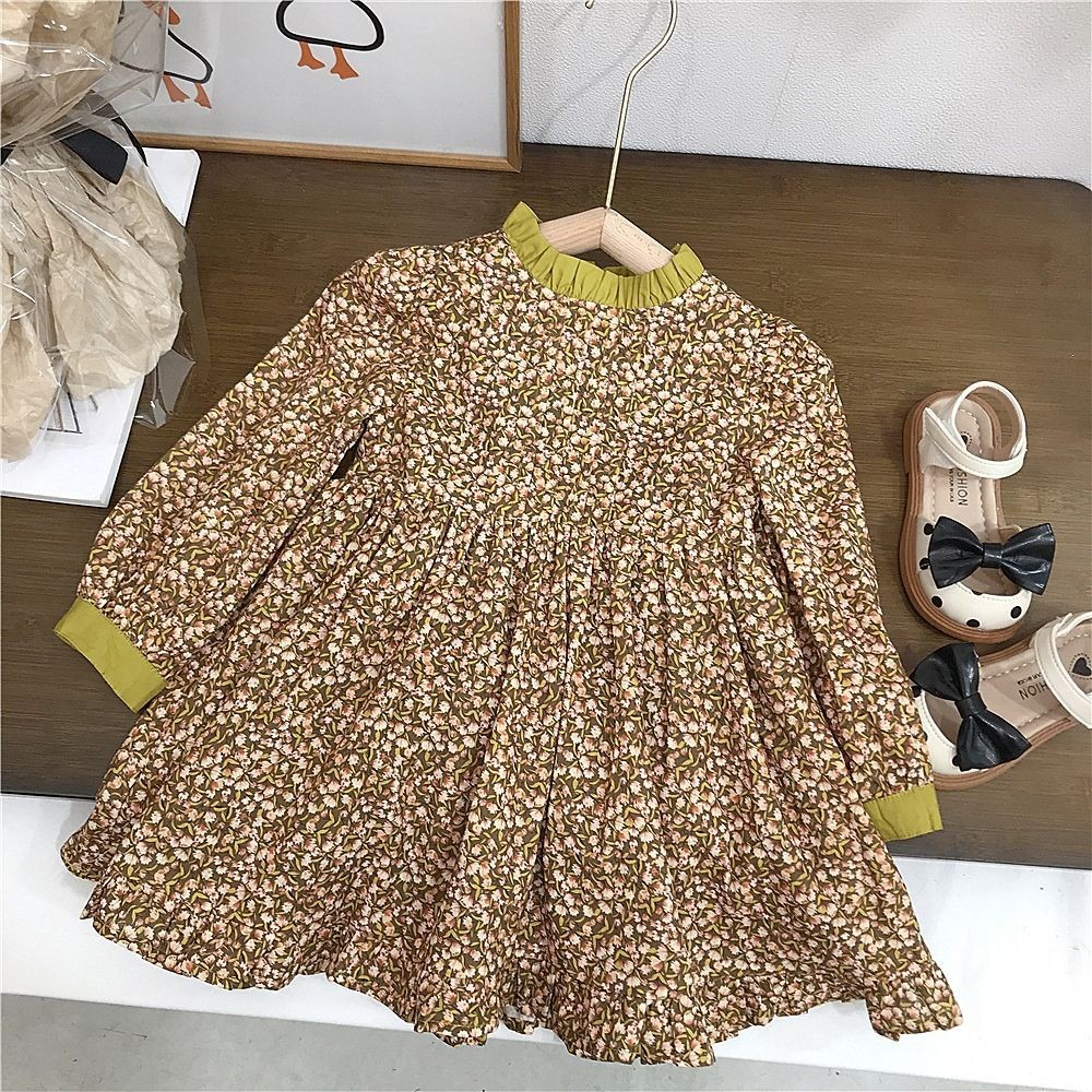 GMK女童森系碎花針織連衣裙/毛衣開衫外套-細節圖5