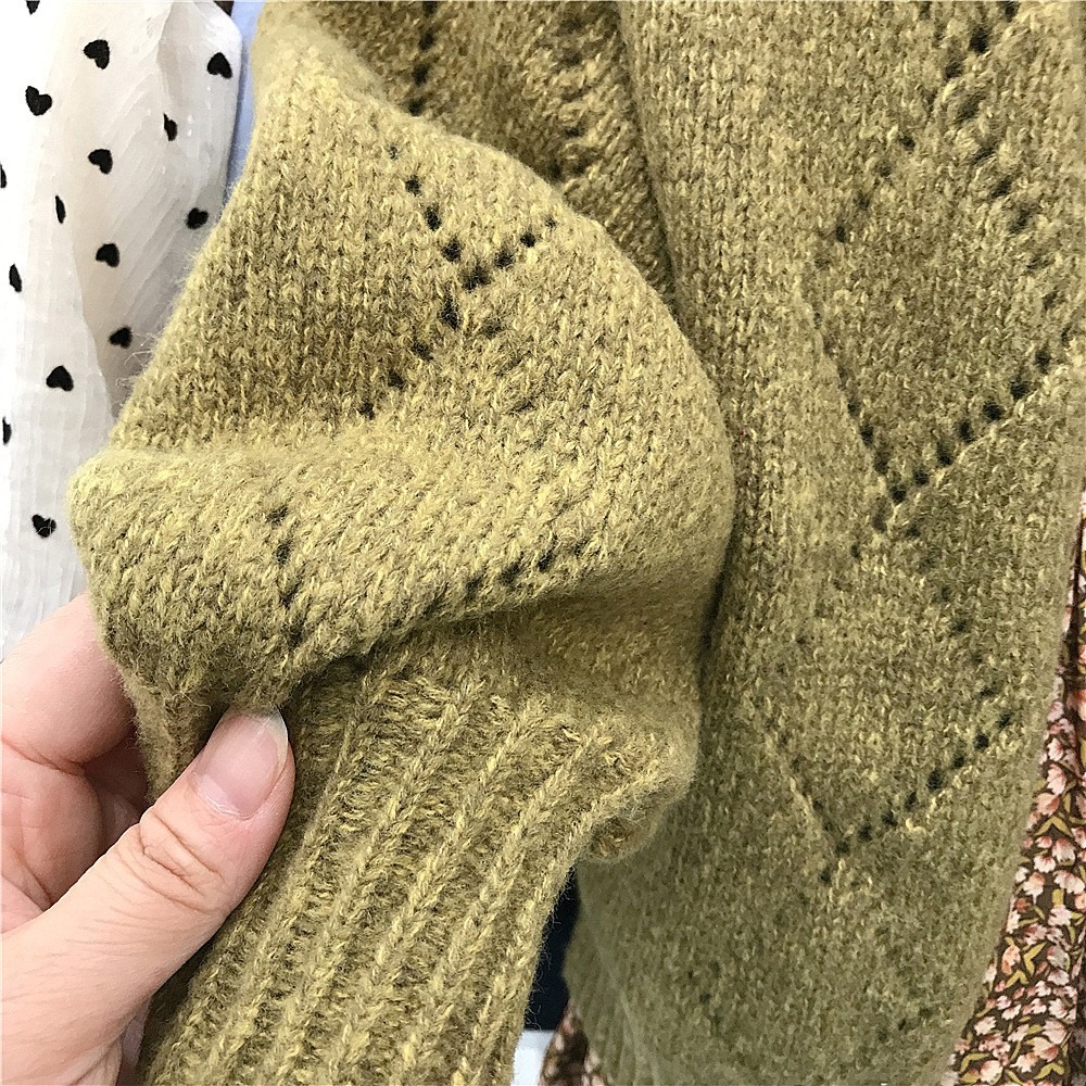 GMK女童森系碎花針織連衣裙/毛衣開衫外套-細節圖6