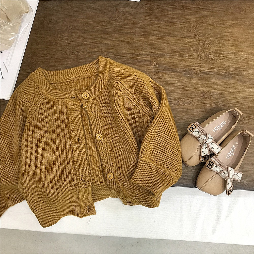 GMK女童森系立領碎花連衣裙/毛衣外套-細節圖5