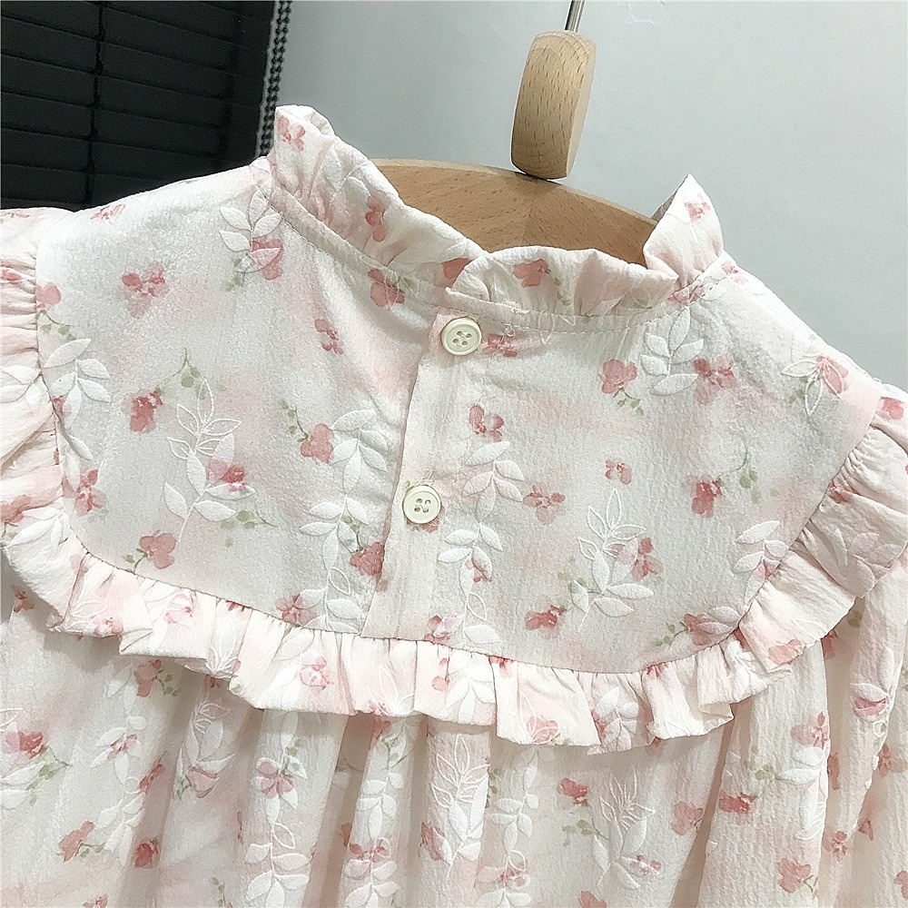 GMK女童粉花雪紡連衣裙/毛衣外套-細節圖6