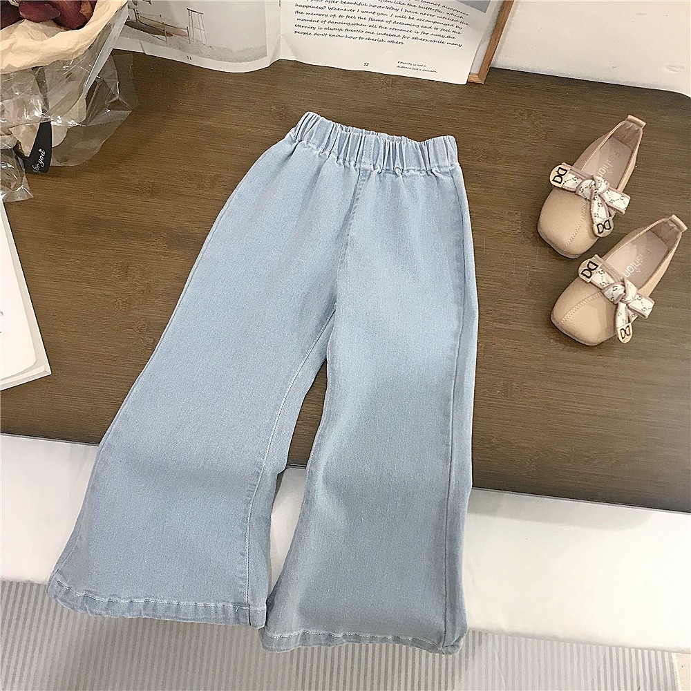 GMK女童流蘇背心/米色上衣/豎毛邊闊腿牛仔褲/純色淺藍喇叭褲-規格圖9