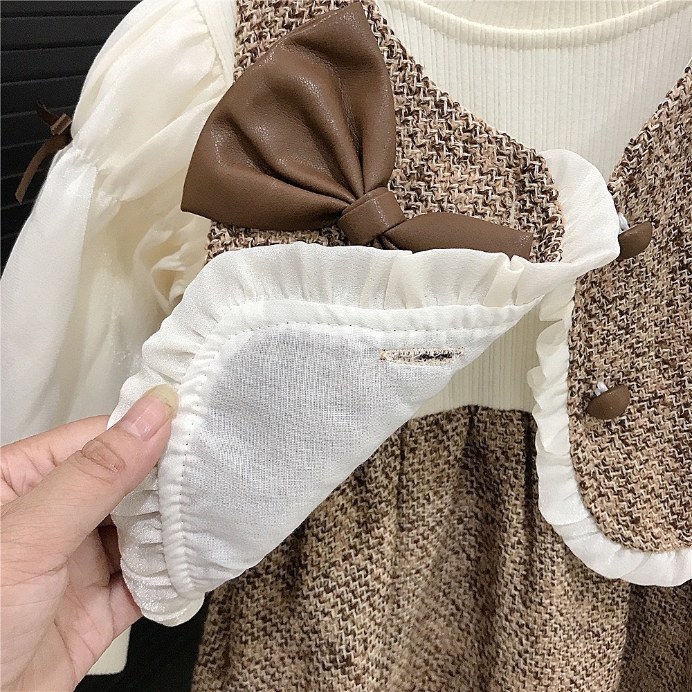 GMK女童小香風蝴蝶結背心公主裙套裝-細節圖8