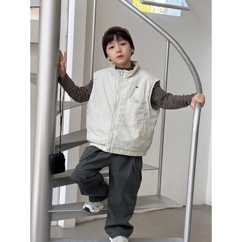 Ambb.kids 春秋兒童輕便夾棉工裝馬甲背心-細節圖3