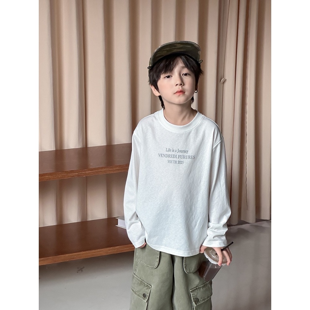 Ambb.kids 春秋兒童百搭字母雪花棉長袖T恤-規格圖6