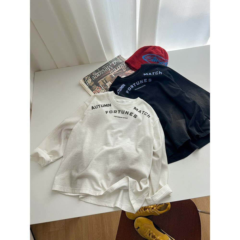 Ambb.kids 春秋兒童水洗全棉噴色字母T恤-細節圖7