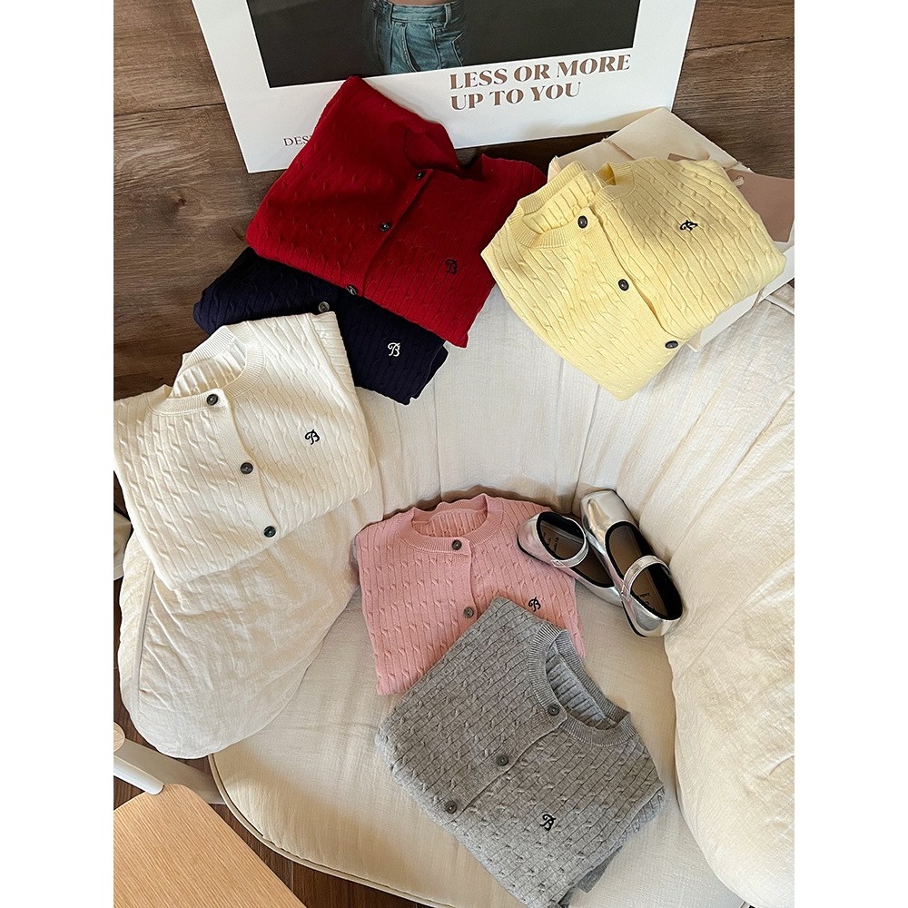 Ambb.kids 女童春季麻花刺繡針織外套-細節圖8