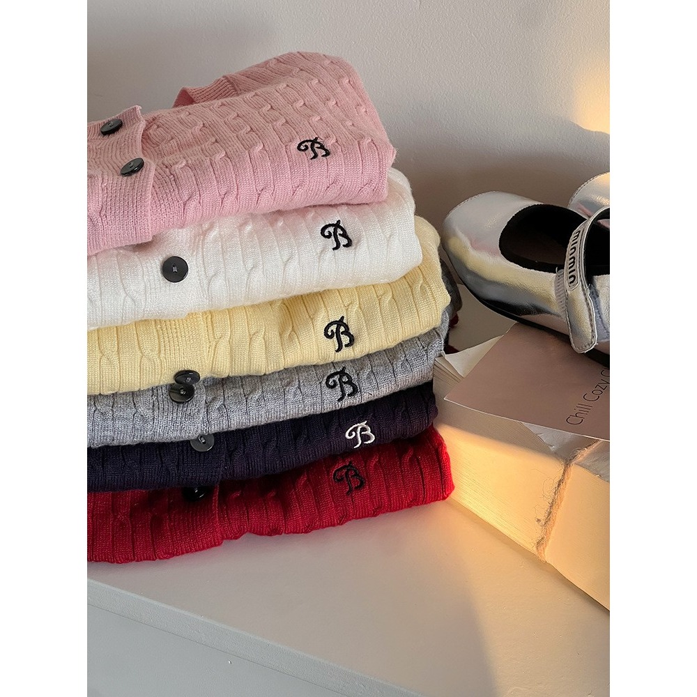 Ambb.kids 女童春季麻花刺繡針織外套-細節圖9