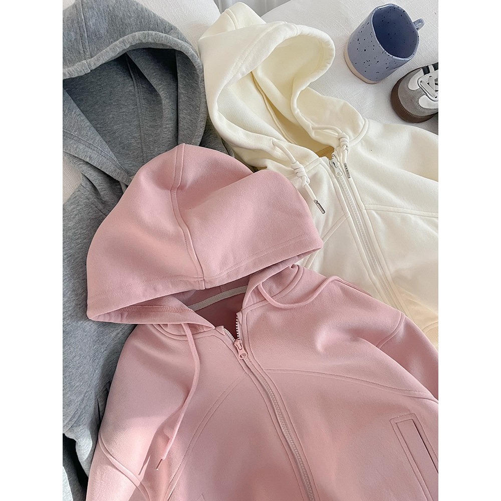 Ambb.kids 女童春季純色連帽拉鍊休閒外套-細節圖9