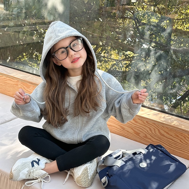 Ambb.kids 女童春季純色連帽拉鍊休閒外套-規格圖9