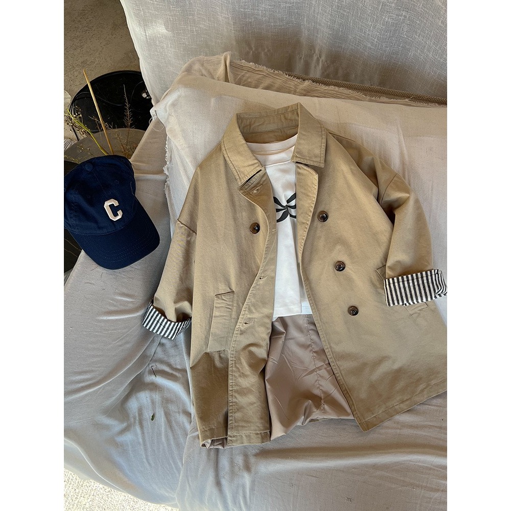 Ambb.kids 女童春季英倫風中長款風衣大衣外套-細節圖7