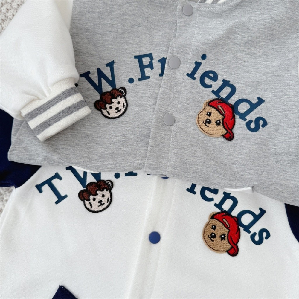 Nebeans寶寶春季開扣熊熊長袖連體包屁衣-細節圖5