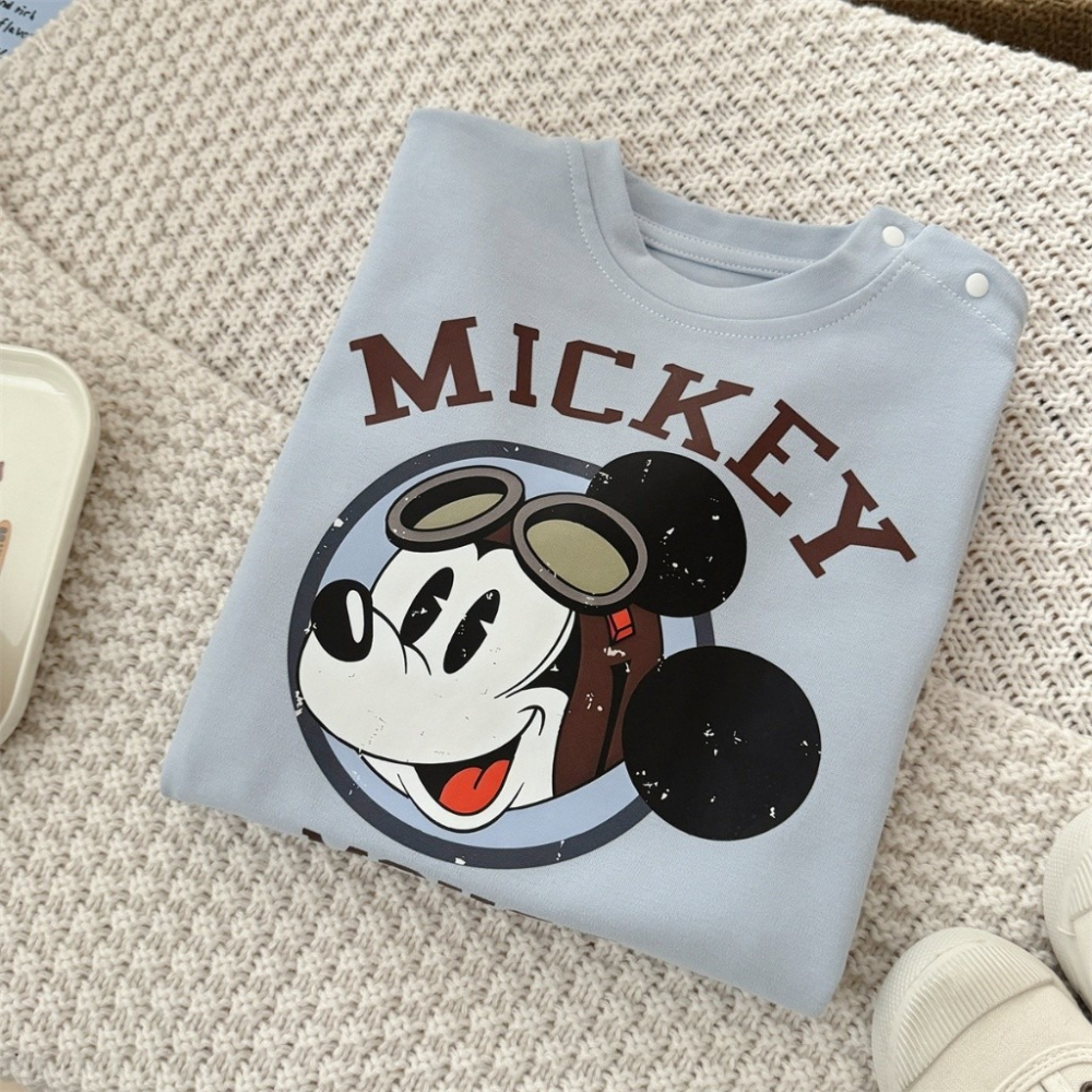 Nebeans寶寶春季米奇復古款長袖連體包屁衣-細節圖6