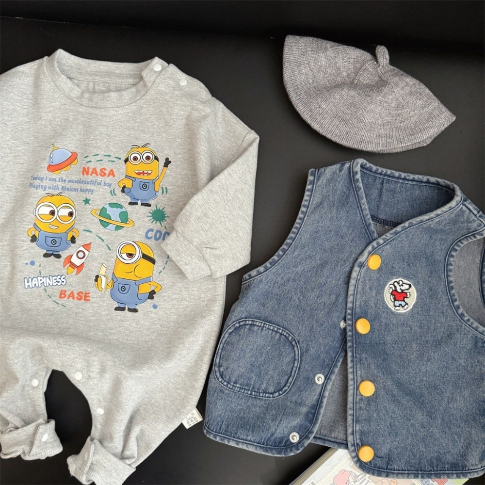 Nebeans寶寶春季卡通小小兵長袖連體包屁衣-細節圖2