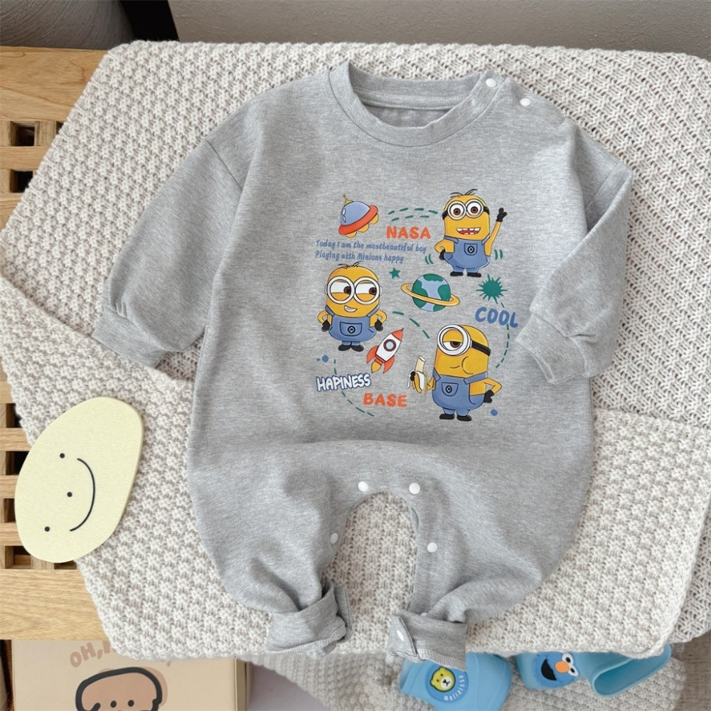 Nebeans寶寶春季卡通小小兵長袖連體包屁衣-細節圖4