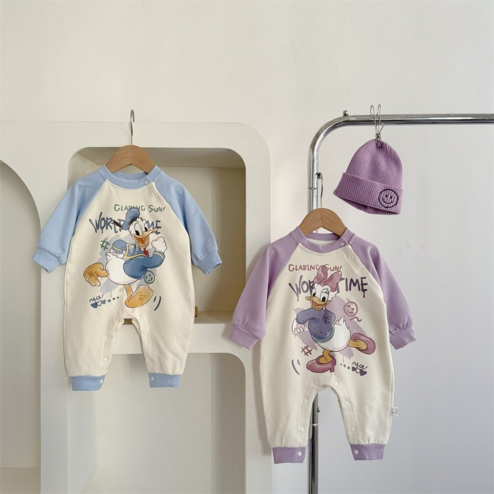 Nebeans寶寶春季卡通唐老鴨黛西長袖連體包屁衣-細節圖4