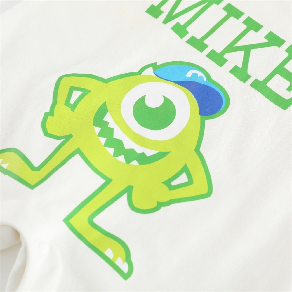 Nebeans寶寶春季大眼怪卡通長袖連體包屁衣-細節圖3