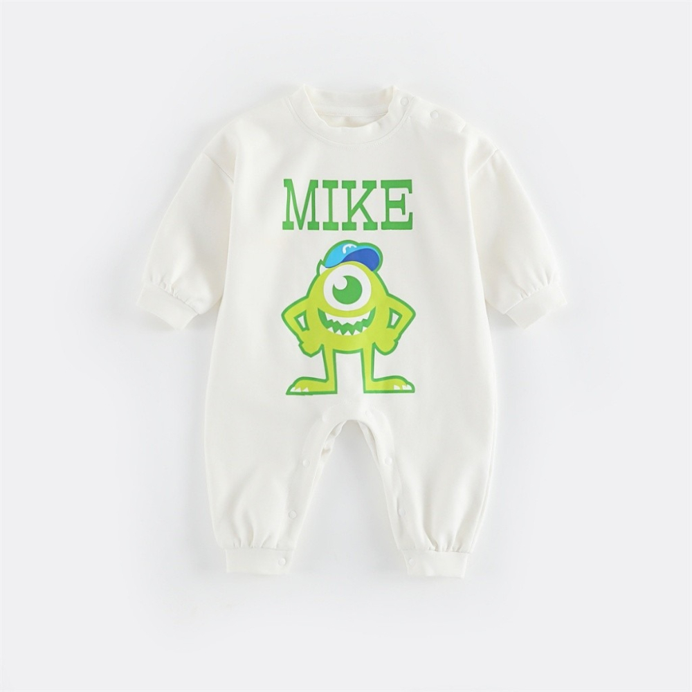 Nebeans寶寶春季大眼怪卡通長袖連體包屁衣-細節圖4