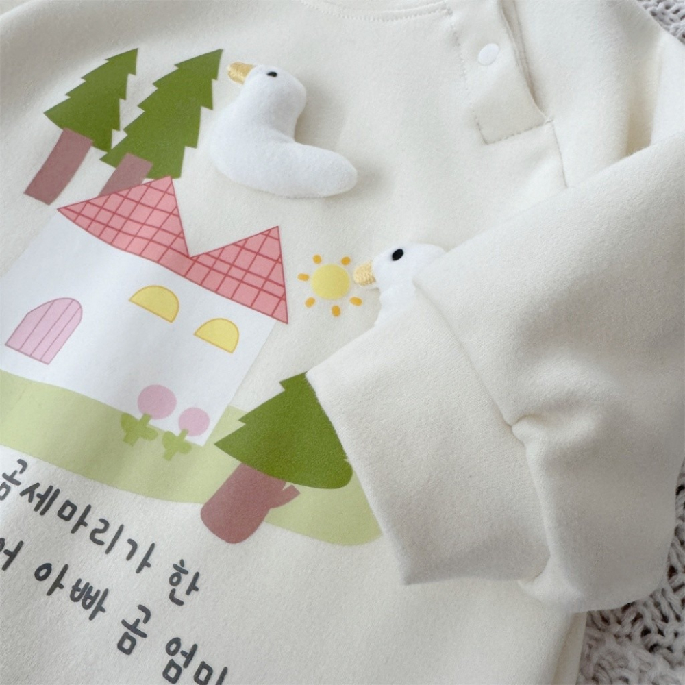 Nebeans寶寶春季立體小鴨造型長袖連體包屁衣-細節圖5