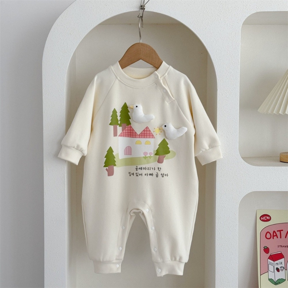 Nebeans寶寶春季立體小鴨造型長袖連體包屁衣-規格圖5